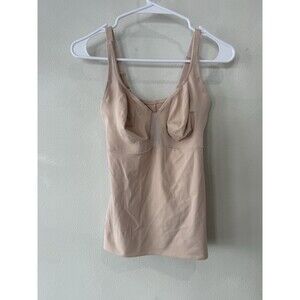 Ruby Ribbon Size 38 Cami Support Shapewear Tank 3068 Beige Tan Satin Camisole